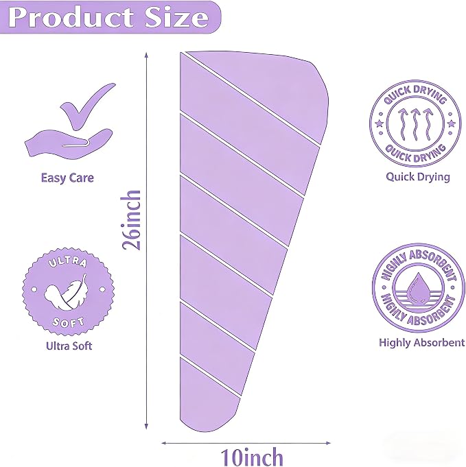 3 Pack Microfiber Hair Towel Wrap for Women, Fast Drying Hair Turban with Button, Anti-Frizz Large Hair Towel for All Hair Styles, Soft & Absorbent Hair Drying Towel