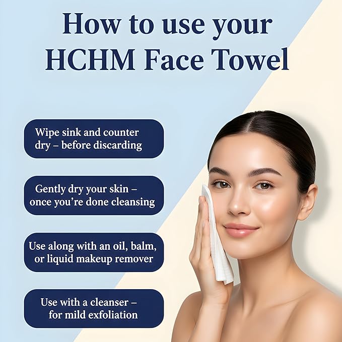 Hchm Face Towels, 10"×12" Disposable Face Towel, Face Towelettes XL, Ultra Soft Makeup Remover Dry Wipes, Thick Face Towel for Sensitive Skin, 100 Count (2 Pack)