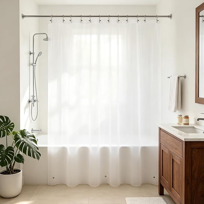 Barossa Design Super Long Frosted Shower Curtain Liner 72" Wide x 108" Height - Extra Long Plastic Bath Curtain with Metal Grommets for Bathroom - Frost, 72x108