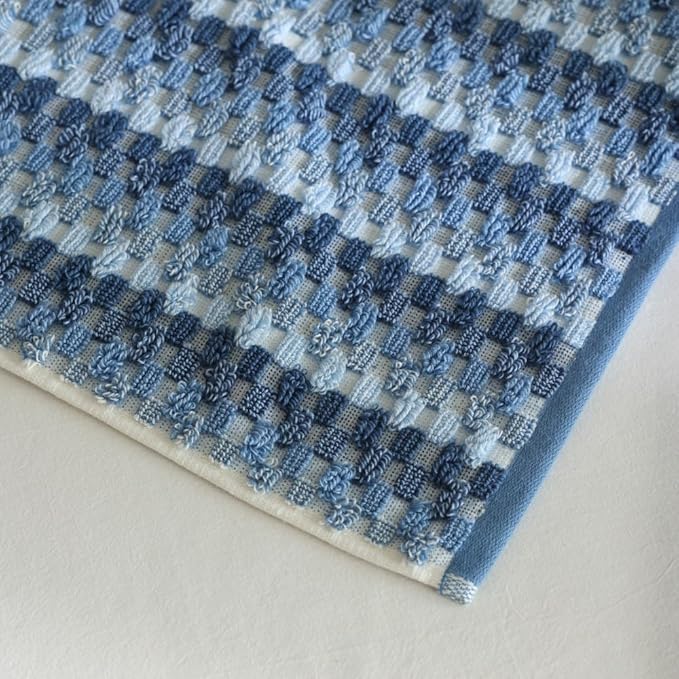 Premium Luxury Waffle Weave Cotton Towel Set - 160g Hand Towel & 650g Oversized Bath Towel (30"x60") - Ultra Absorbent, Quick-Dry, Soft Textured Jacquard (Sea Salt Blue)