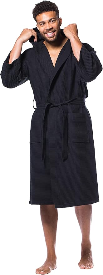 Turquaz Lightweight Waffle Knit Kimono Bathrobe - Soft Cotton Blend Spa Robe, Fast-Drying Full-Length Unisex Robes for Women