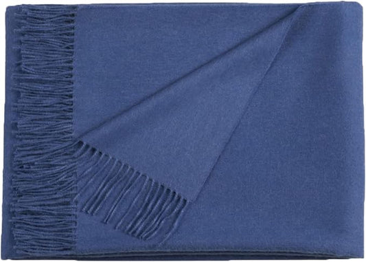 100% Baby Alpaca Throw Blanket, Our Solid Color Throw/Afghan (Cobalt Blue)