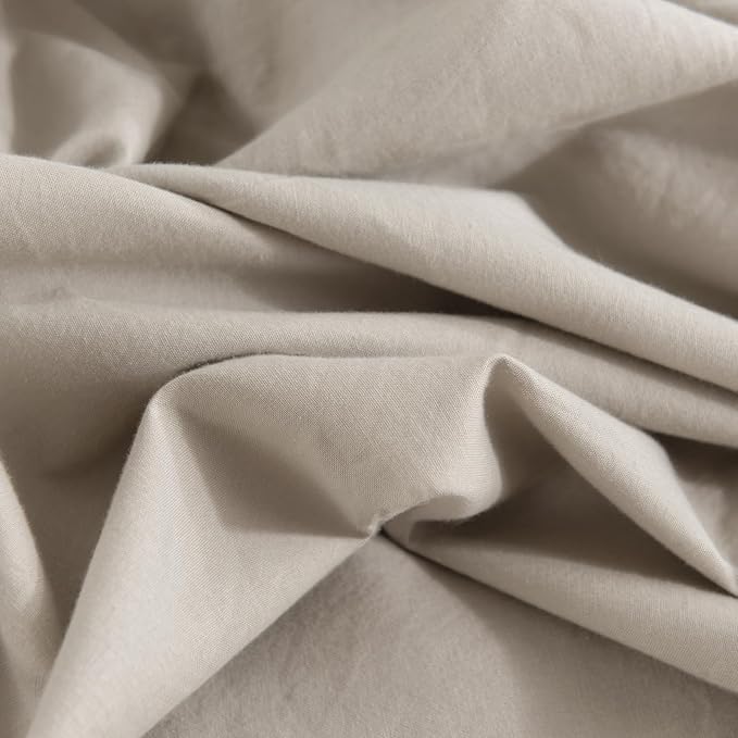 NEXHOME PRO Queen Duvet Cover Set – 100% Certified Organic Cotton with Washed Feel & Linen-Like Texture, Comfortable & Breathable, Home Bedding Set Light Linen (No Comforter)