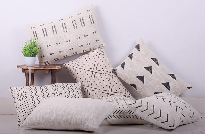 Trade Star Authentic Body Pillowcase Pure Cotton Case 100% Cotton Throw Decorative Cushion Covers Handloomed Oblong Pillow Cover Indian Decorations for Sofa Couch (Ivory NOVA 12X18 INCHES)