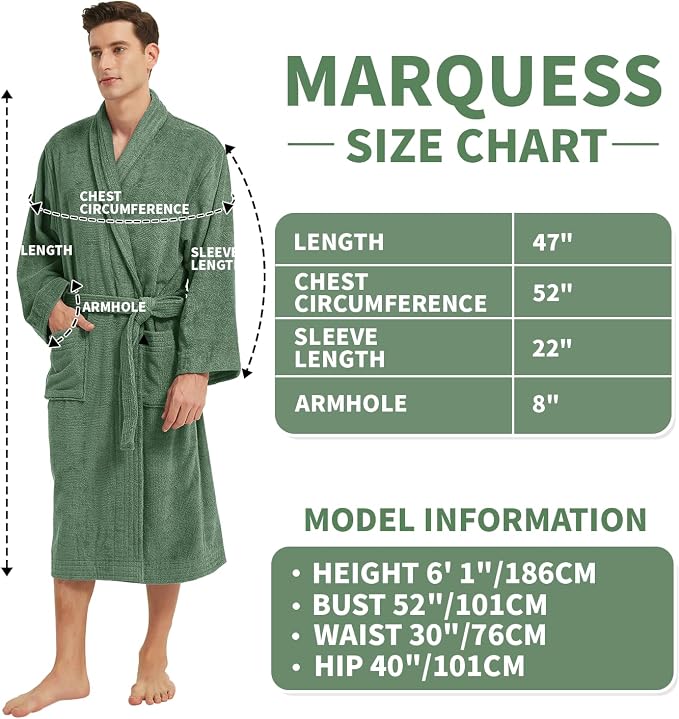 Marquess All-Cotton Bathrobe Thick Plush Cloth Housecoat Terry Toweling, Sweat Steaming Clothes Comfortable & Warm