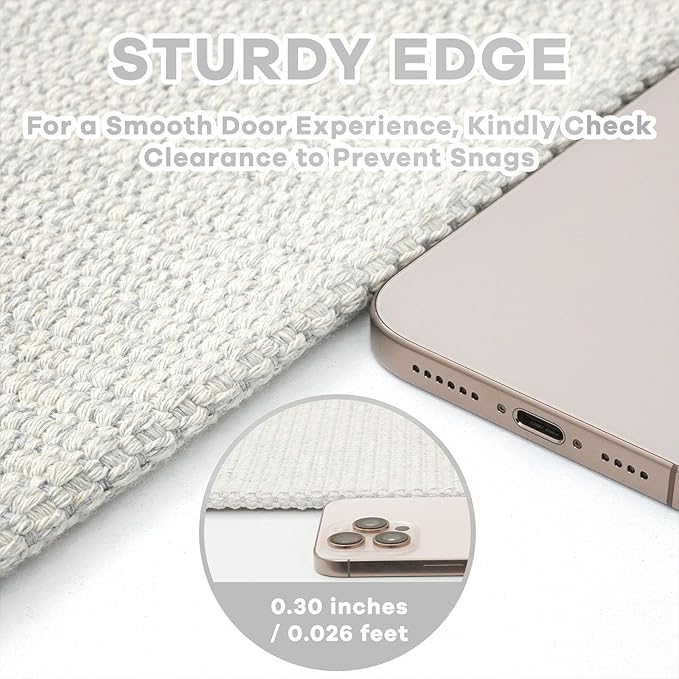 EARTHALL Washable Runner Rug 2x4 Ft Non Slip Runners for Hallways Cotton Rubber Backed Entryway Runner Braided Indoor Floor Runners Carpet for Entryway, Hallway, Kitchen, Bedroom, Cream/Grayish