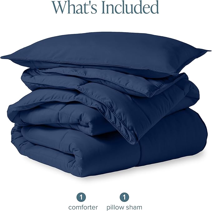 Bare Home Comforter Set - Ultra-Soft - Goose Down Alternative - Premium 1800 Series - All Season Warmth (Twin/Twin XL, Dark Blue)