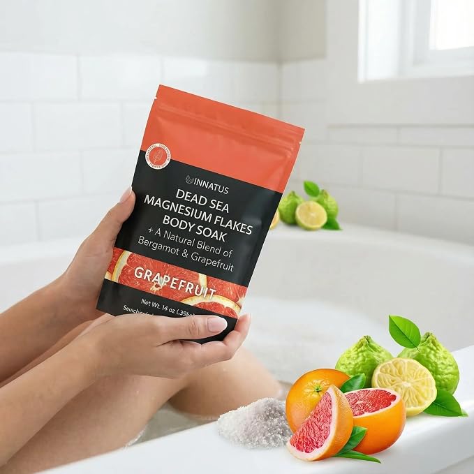 Pure Dead Sea Magnesium Flakes Clarity Soak – Relaxing & Replenishing 14oz Bath Soak – Infused with Infused with Natural Oils for Muscle Recovery (Grapefruit)