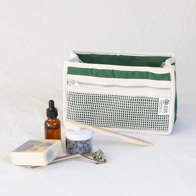 Simple Ecology Organic Cotton Canvas Padded Toiletry, Cosmetic, Travel Bag - Natural