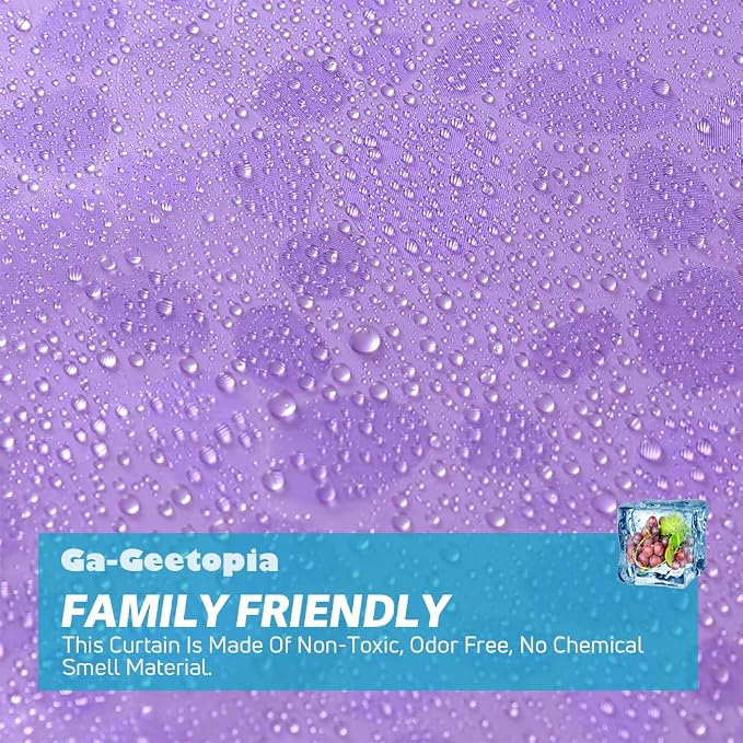 Ga-Geetopia EVA Purple Thin Shower Curtain Liner, Pebble Pattern 72x72 Inch Lightweight Plastic Bathroom Shower Showroom Inner Curtain with Rustproof Metal Grommets and Weighted Magnets(No Hooks)