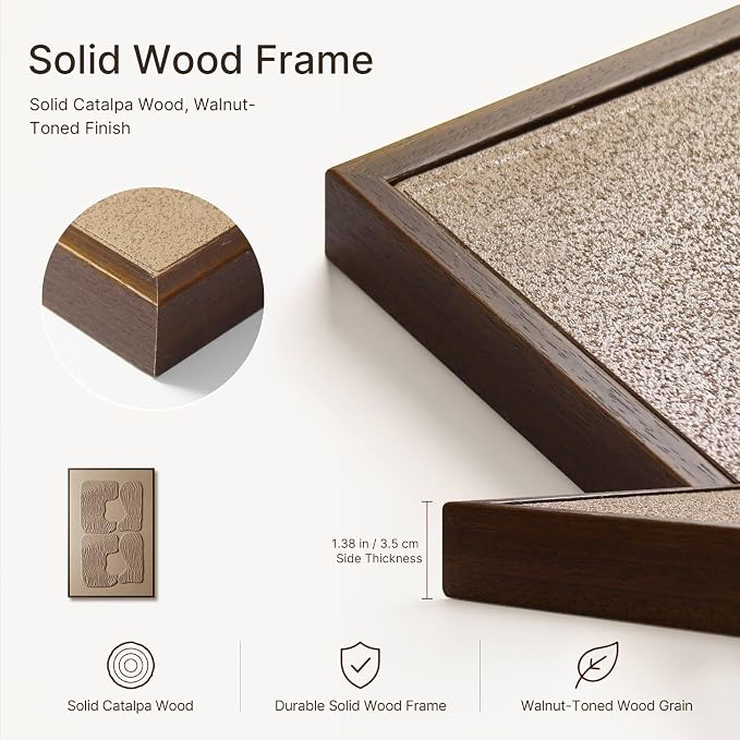3D Textured Wall Art for Living Room, 1 Piece Wabi Sabi Abstract Sandstone Relief Artwork with Solid Catalpa Wood Frame, Minimalist Abstract Pictures for Hallway Entryway, Warm Oatmeal Beige, 24x36 In