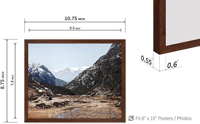 Monem Art Scandinavian Mountain Cabin Landscape Photography Print - Nordic Nature Scenic Art Poster - Wall Decor for Living Room, Bedroom or Office - 8x10 Brown Framed Wall Art by Mareike Bohmer