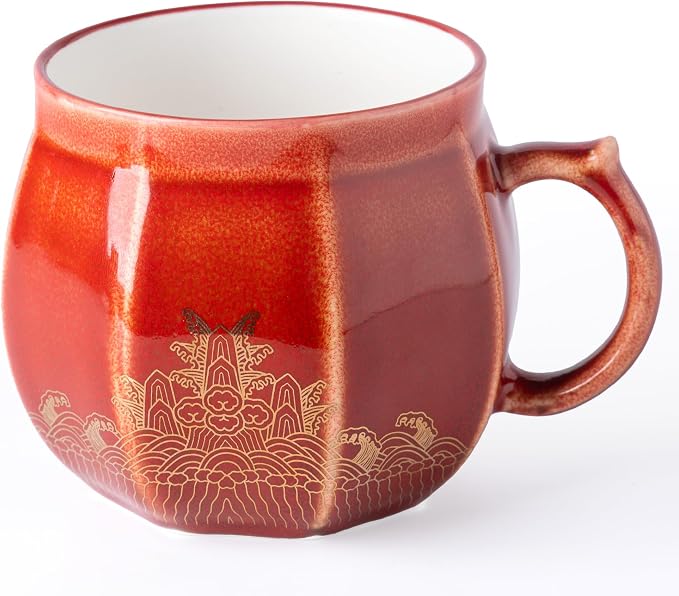 AmorArc 12 oz Coffee Mug, Ceramic Coffee Cups for Latte CappuccinoTea, Easy to Hold&Clean, Dishwasher&Microwave Safe, Red