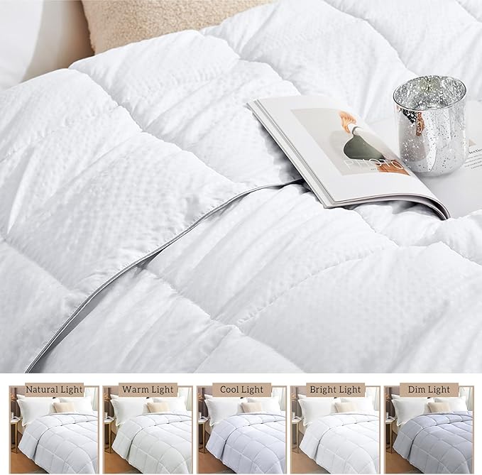 Homelike Moment Oversized Queen Comforter - White Duvet Insert Down Alternative Bed Comforter, Lightweight Bedding Comforters Oversize Queen Soft All Season with Coner Tabs White Square Embossed