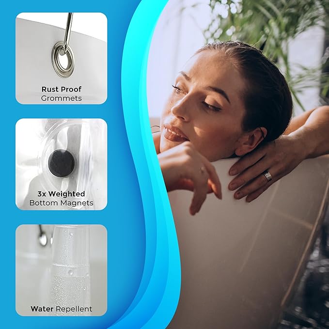 Fomaily Shower Curtain Liner - Water Resistant - PEVA - Non-Toxic - Eco-Friendly - No Chemical Odor - Rust Proof Grommets – 72x72