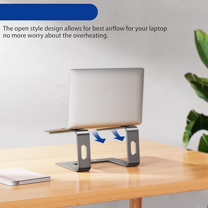 BESIGN LS03 Aluminum Laptop Stand, Ergonomic Detachable Computer Stand, Notebook Holder, Laptop Mount Compatible with Air, Pro, Dell, HP, Lenovo More 10-15.6" Laptops, Gray