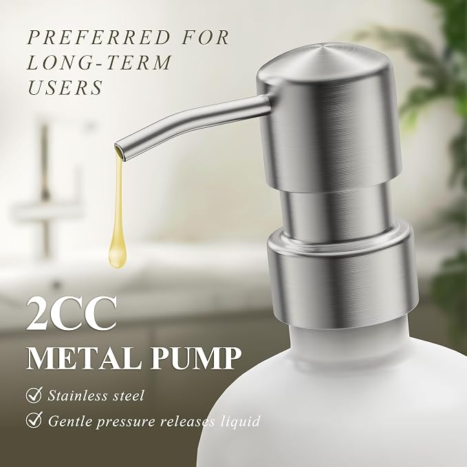 Cisily Kitchen Soap Dispenser Set Comes with Ceramics Sponge Holder, Gold Pumps, and Instant Dry Tray, Hand and Dish Soap Dispenser Set (4, Silver + White + Sponge Holder)