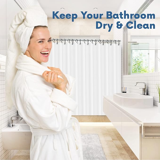 No Smell Shower Curtain Liner 72x72 Frosted - PEVA Plastic Shower Curtain for Bathroom, PVC-Free Waterproof Frosted Shower Liner with Metal Grommets and Magnet-Weighted Bottom Hem - Washable Liner
