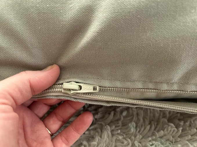 Natural Cotton Canvas Dog Bed – Raw Cotton Filled Pet Cushion Insert, Breathable Eco-Friendly Dog Mattress, Durable Washable Cover with Zipper (Gray, Large 48"x30"x5")