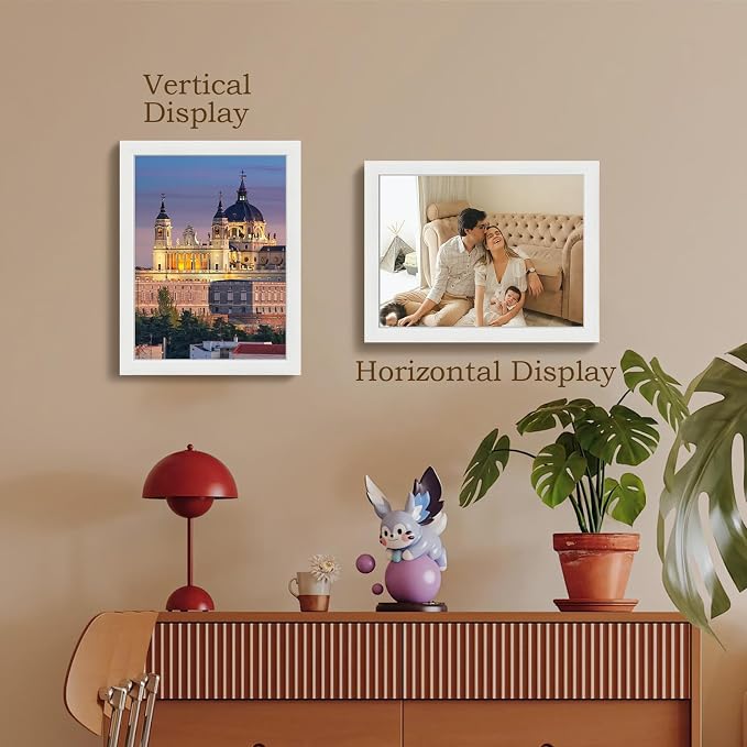 VCK 11x14 Picture Frame Set of 4 - White, Gallery-Quality Wood Poster Frames, 1.1-Inch Wide Border, Polished Plexiglass, Vertical or Horizontal Wall & Tabletop Display for Photo/Art/Prints, White
