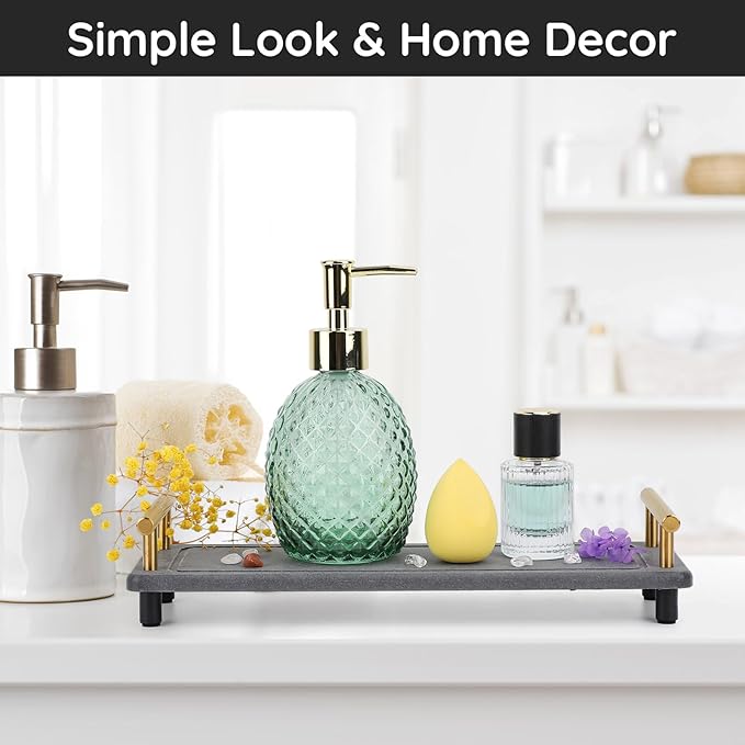 Segbeauty 12x4 Instant Dry Sink Caddy, Water Absorbing Stone Drying Tray for Kitchen Counter, Quick Dry Diatomaceous Tray Countertop Organizer Rack Soap Holder Bathroom Tray for Soap Dispenser Bottle