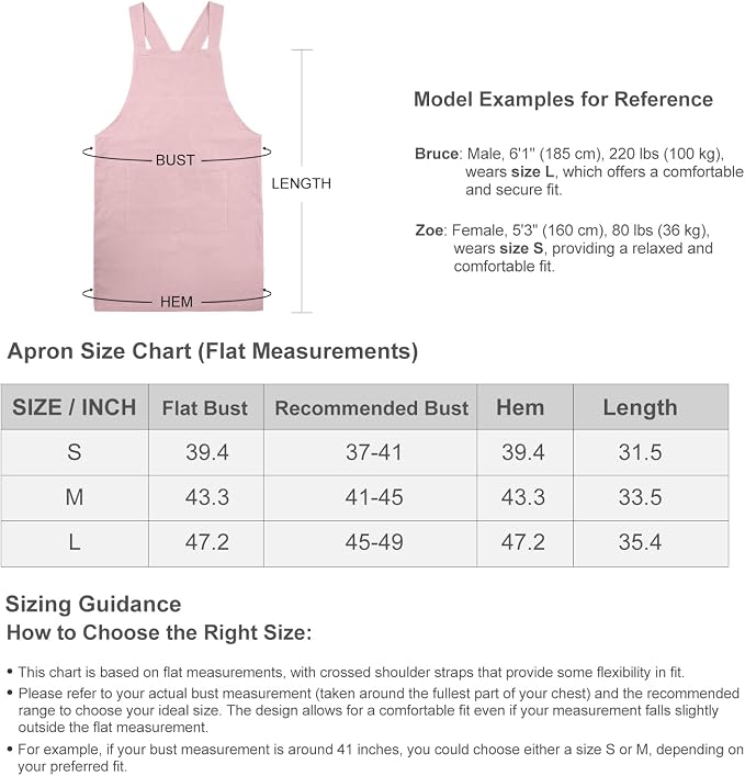 ELEZAY Aprons for Women with Pockets Plus Size Comfort Cross Back No Tie Cotton Linen Apron Pinafore