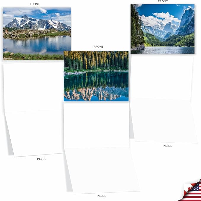 The Best Card Company - Box of 10 All Occasion Cards Blank (4 x 5.12 Inch) - Scenic Landscape Cards Assorted - Reflections M1728BN