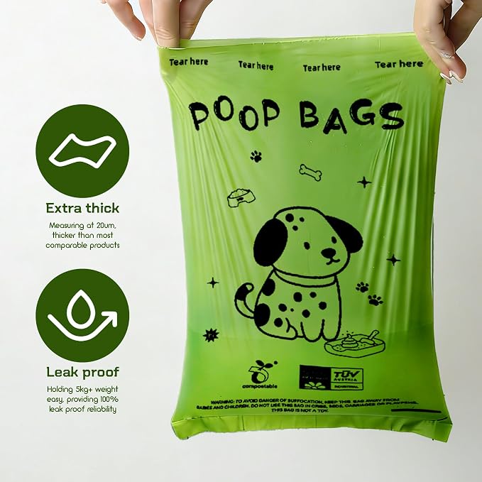 Biodegradable Dog Poop Bags, 240 Bags with Free Dispenser | ASTM D6400 & EN 13432 Compliant BPI Certified Poop Bags for Dogs, Unscented, Large, Earth Friendly Leakproof, Easy to Open