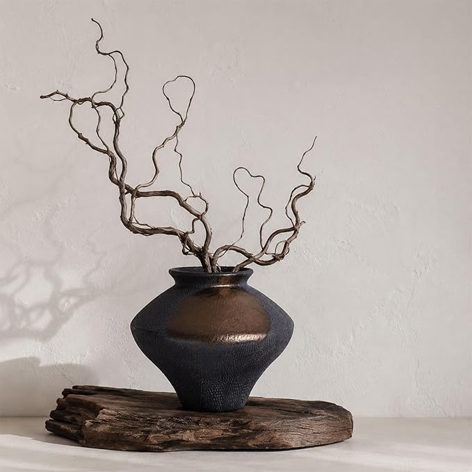 Wabi Sabi Rusty Vintage Vase, 6.3" Tall Wabi Sabi Decor Rustic Farmhouse Pottery Vase for Centerpiece, Textured Pottery Flower Vases for Home Decor, Table, Living Room, Bathroom, Kitchen (6.3 in)
