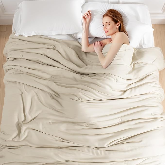 NEXHOME PRO 100% Viscose Derived from Bamboo Comforter King Size - Summer Cooling & Moisture-Wicking Bedding Blanket - All Season Lightweight Design - Natural Organic King Duvet Insert