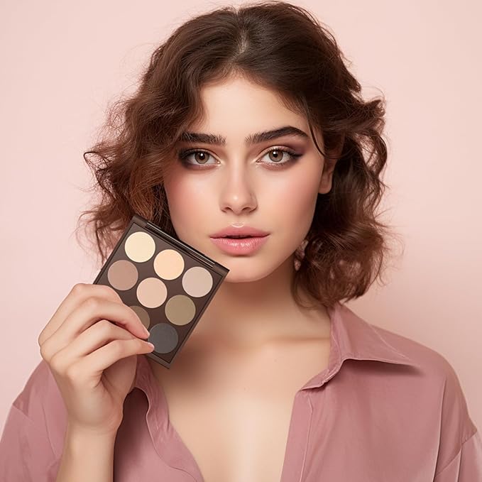 Neutral Eyeshadow Palette, Nude Eyeshadow Palette, Matte Eye Shadow Makeup Palette with Mirror, Long-Lasting Wear, Vegan, Cruelty-Free - 0.5oz