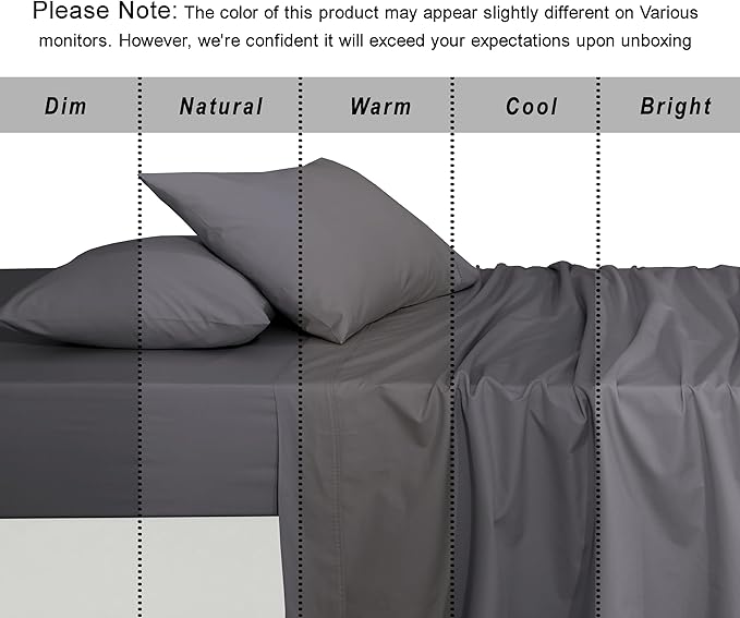 RUVANTI 100% Cotton Organic Percale Sheets Queen Size – Crisp Cooling Bed Sheets for Hot Sleepers, Deep Pocket 15”, Soft Peach Finish, Breathable & Durable Hotel-Style 4 Pcs, Silver Filigree