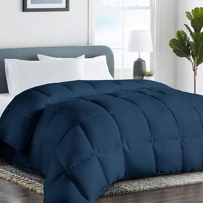 COHOME Premium Twin XL Size Comforter, All-Season Quilted Down Alternative Duvet Insert, Luxury Hotel GentleSoft Comforter with Anti-Clump Tech & 8 Tabs - Reversible - Navy Blue 68x92 inches