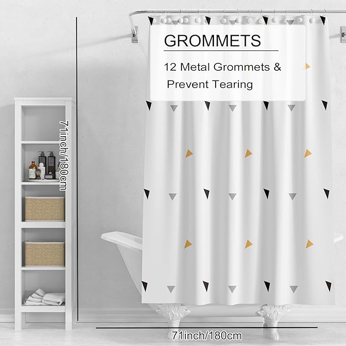 TIKABC Shower Curtain Liner, 4G PEVA Shower Liner, Plastic Waterproof Shower Curtains, 72x72 inch with Grommet Holes 3 Magnetic Weights