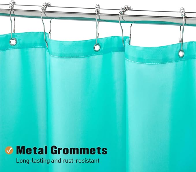 MitoVilla Teal Blue Fabric Shower Curtain Liner, Turquoise Shower Curtain or Liner for Modern Bathroom Decor, Waterproof Cloth & Hotel Quality, 72" W x 72" H