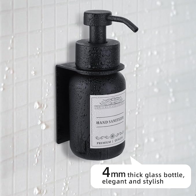 soap Dispenser 2-Pack Shower Soap Dispenser Set with Pump and Wall Mount Refillable Lotion Bottle(Black Set of 1)