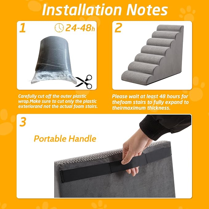 35" H Dog Stairs for Small and Medium Dogs 7-Step Ramps for High Beds and Couch Non-Slip Extra Wide Pet Stairs for Old Dogs and Puppy and Cat - Stable & Durable with Machine Washable Cover Indoor