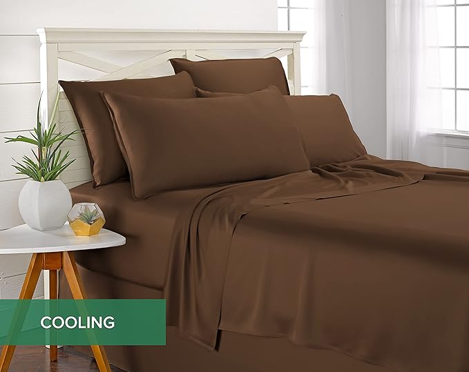 Queen Pillowcases by Pure Bamboo, Genuine 100% Organic Viscose Derived from Bamboo, Luxuriously Soft & Cooling, Double Stitching, Envelope Closure (2 Queen Pillowcases, Coconut Husk)
