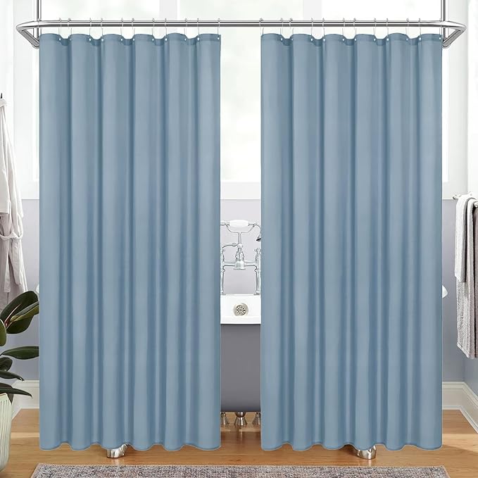 MitoVilla 2 Pack Blue Fabric Shower Curtain Liner - 72" W x 72" H, Light Blue Shower Curtain or Liner for Modern Neutral Hotel Bathroom Decor, Waterproof Cloth & Hotel Quality