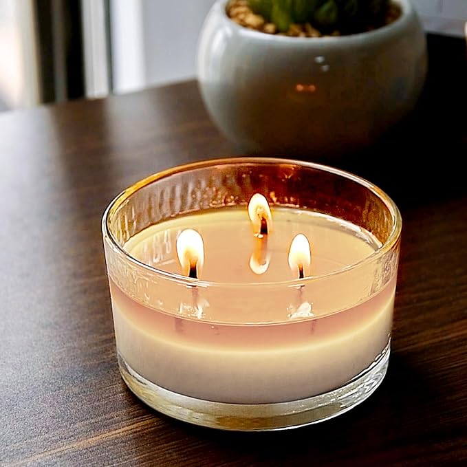 3-Wick Beeswax Candles in Glass Jar, Natural Unscented Beeswax Candles - 22 Hour Burn Time, Handmade Candles for Party, Holidays Gift, Dinning (Pack of 2, White)