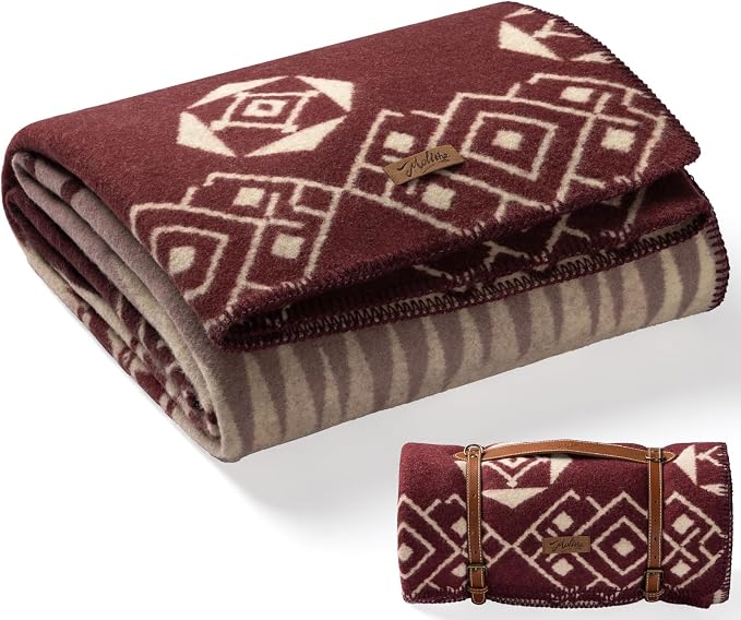 Molithe 100% Wool Blanket, 62" x 86", Warm, Thick, Washable, Military | Great for Camping, Outdoors, Sporting Events, Survival Kits Terracotta Red
