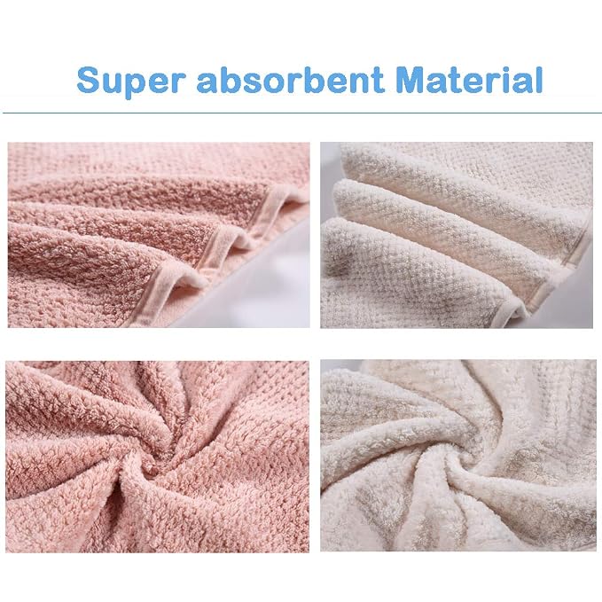 M-bestl 2 Pack Microfiber Hair Towel Wrap,Quick Dry,Anti-frizz(Pink&Beige) | Hair Drying Towel for Women with button,lightweight,Anti-frizz Absorbent hair Turban Towel for Long Thick Curly Hair