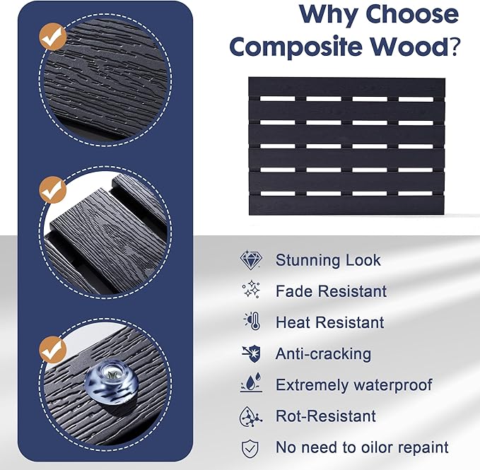 Bamboo-Design Bath Mat, Heavy Duty HDPS Plastic, 31.5"x18", 400lb Support, 100% Waterproof & Fadeproof, Superior to Real Bamboo for Bathroom Shower Spa Sauna Poolside Outdoor (Black Color)