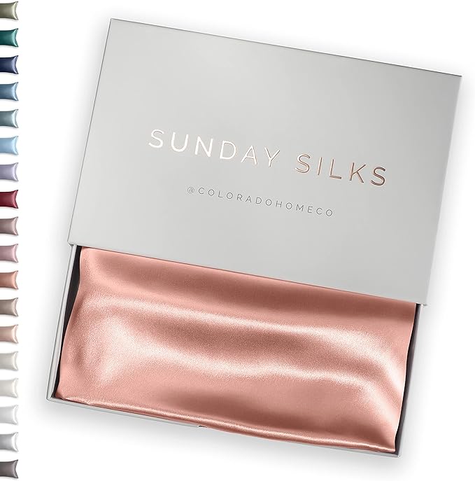 SUNDAYSILKS™ Premium Silk Pillow Cases | 100% Mulberry Silk Pillowcase with Zipper, All Sides Real 22 Momme Grade 6A Silk, Standard Queen, King Size [Rose Gold]