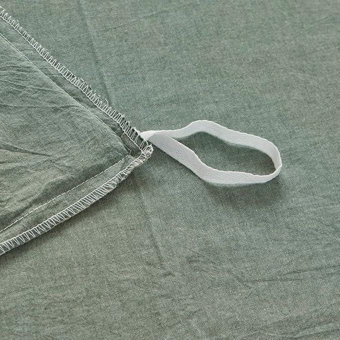 FACE TWO FACE Bedding Duvet Cover Set100% Washed Cotton Duvet Cover Linen Like Textured Breathable Durable Soft Comfy (Twin, Reversible Green)