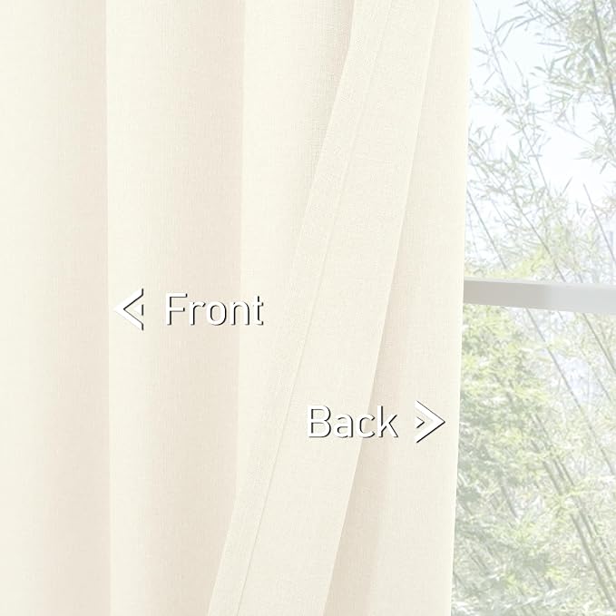 LAMIT LAMT Short Linen Curtains 40 Inches Long for Kitchen Window, Ivory Light Filtering Drapes Grommet Soft Thick Privacy Panels for Bathroom/Cafe/Small Window, 2 Panels, 42 X 40 Inch