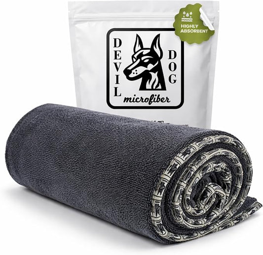 Premium Twisted Loop Drying Towels for Drying Dogs Small 16" x 24" Super Absorbent Microfiber Dog Bath Towel – Quick Dry, Soft – 1200 GSM Gray for Pets, Beach, Camping & Travel