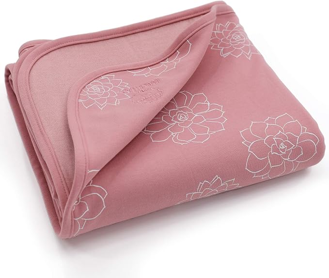Woolino Toddler Blanket - Merino Wool and Organic Cotton Baby Blanket for Girls and Boys - 4 Season - 52.5” x 40” - Succulent