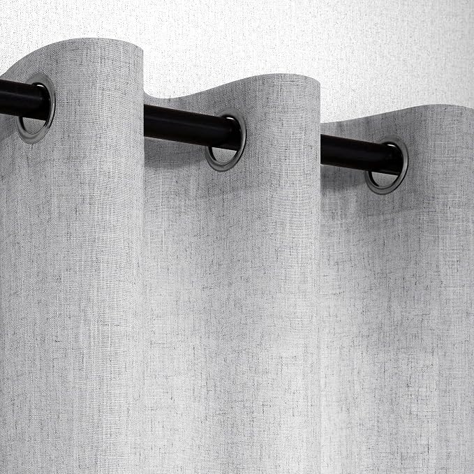 Pitalk Grey Curtains 108 Inches Long Set of 2 Panels Grommet Unique Light Filtering Semi Sheer Office Curtains for Men Living Room Bedroom Gray 52x108 Inch Length