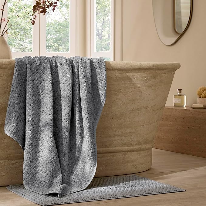 BOLL & BRANCH Turkish Waffle Bath Sheet - Shore - 100% Organic Turkish Cotton - Lightweight Soft Absorbent Quick Dry Luxury Spa Bath Sheet with Textured Waffle Weave - Oversized